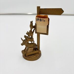 Vtg Miniature Brass Animal Statue MCM Bremen Town Musicians HTF Donkey Dog Cat